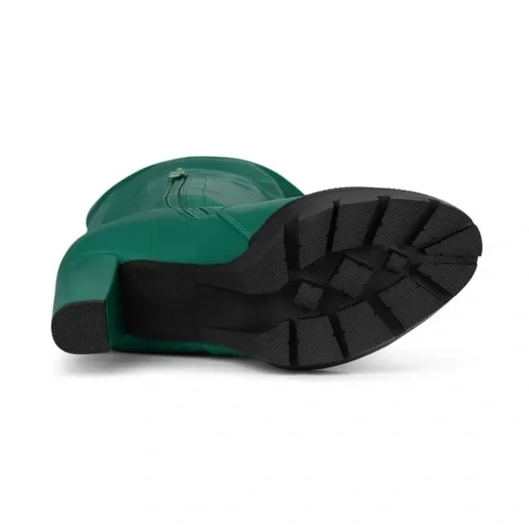 Green High Heel Over-the-Knee Boots - Picture 5 of 7